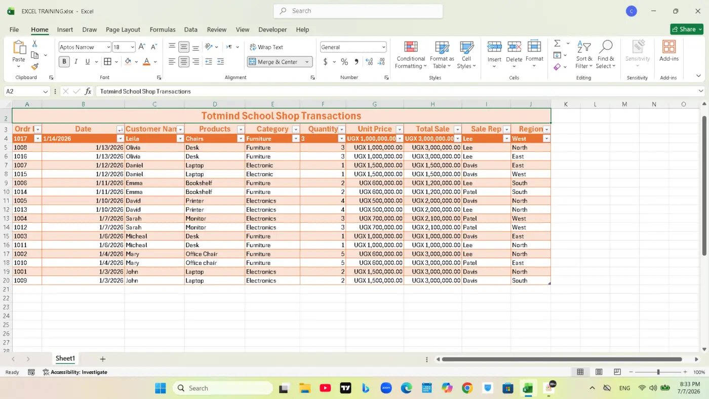 EAP2:Formatting,Styling&Modifying Data in Excel.